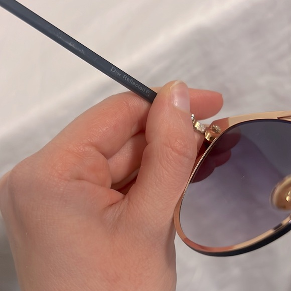 Dior Reflected P Rimless Aviator Sunglasses, Black Frame Purple Gradient Lens - Picture 10 of 10